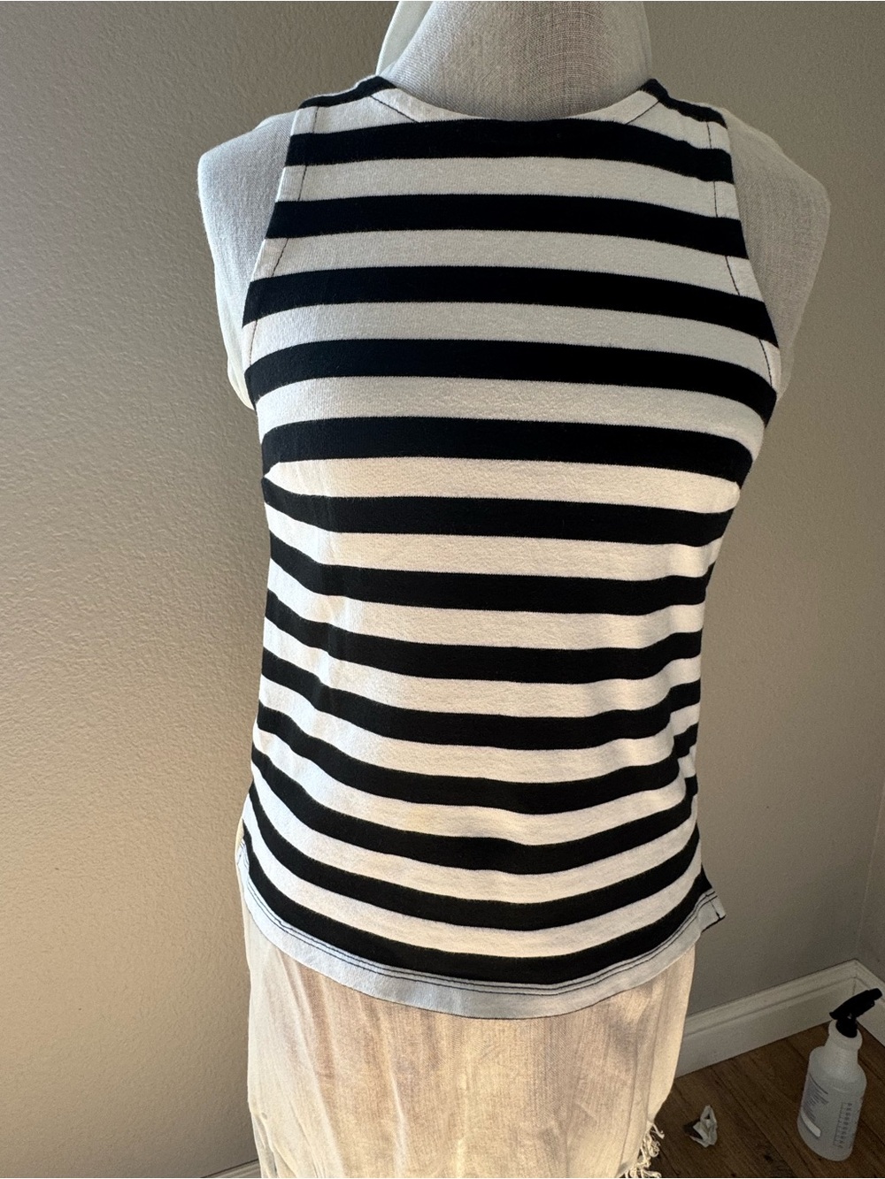 Chic French Inspired Breton Stripe Tank,Beatau Neckline, Minimalist.